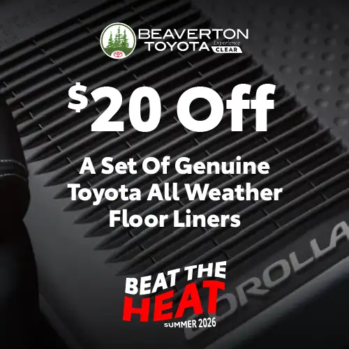 $20 Off Any over the counter purchase of All Weather Liners at Beaverton Toyota