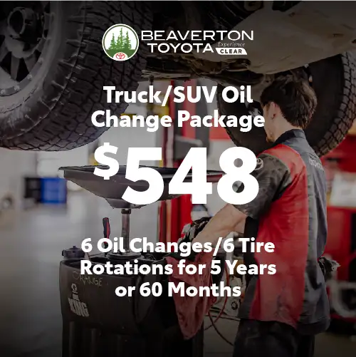 6 Pack of Oil Changes for Trucks and SUVs at Beaverton Toyota only $458