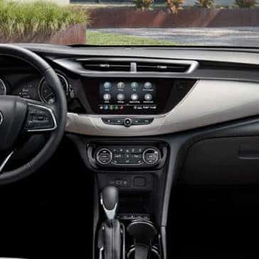 2023 Buick Encore GX interior of dashboard and steering wheel