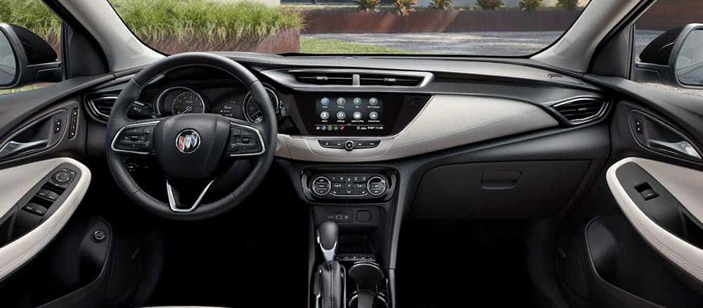 2023 Buick Encore GX interior of dashboard and steering wheel