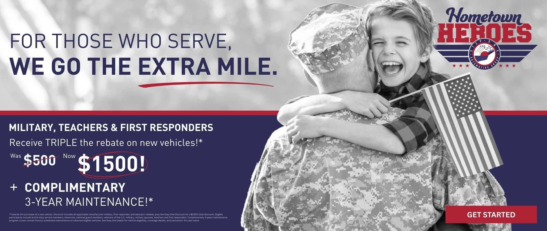 For those who serve we go the extra mile. Military, Teachers & First Responders receive TRIPLE the rebate on new vehicles! + complimentary 3-years maintenance at Step One Buick GMC Pensacola in Pensacola, FL. Select the image to view New Inventory.