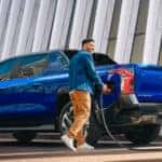 blue electric chevy pickup