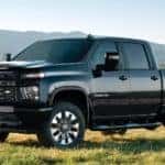 black silverado hd on hill