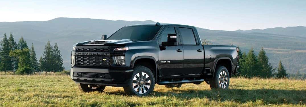 black silverado hd on hill