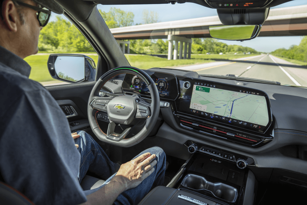 Chevrolet Silverado EV Driver Using Super Cruise on a Highway