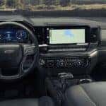 Driver's view of the cabin of a 2024 Chevy Silverado 1500.