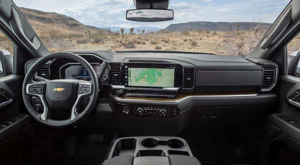 The grey interior of a 2024 Chevy Silverado 1500 LT.