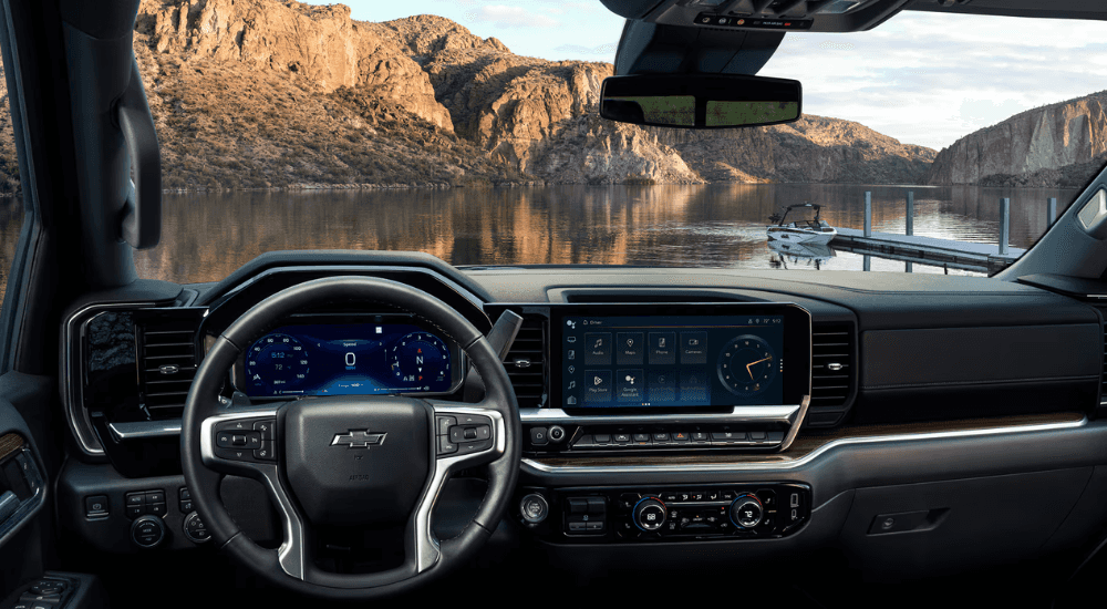 Black interior of a 2026 Chevy Silverado 1500 for sale near Marshall
