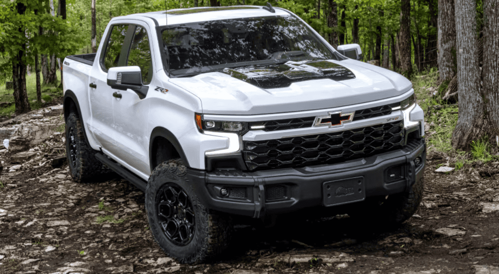 White 2026 Chevy Silverado ZR2 driving off-road