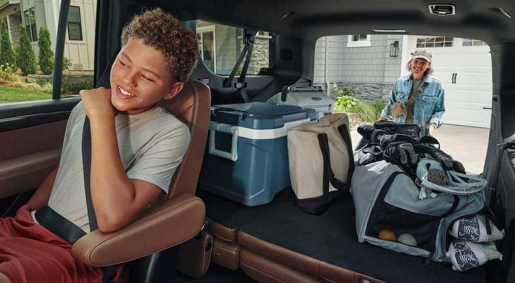 Rear cargo interior area in a 2026 Chevy Tahoe.