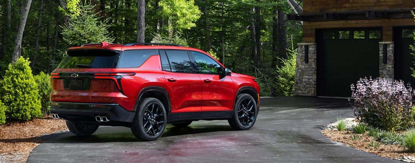 Red 2026 Chevy Traverse parked in a driveway