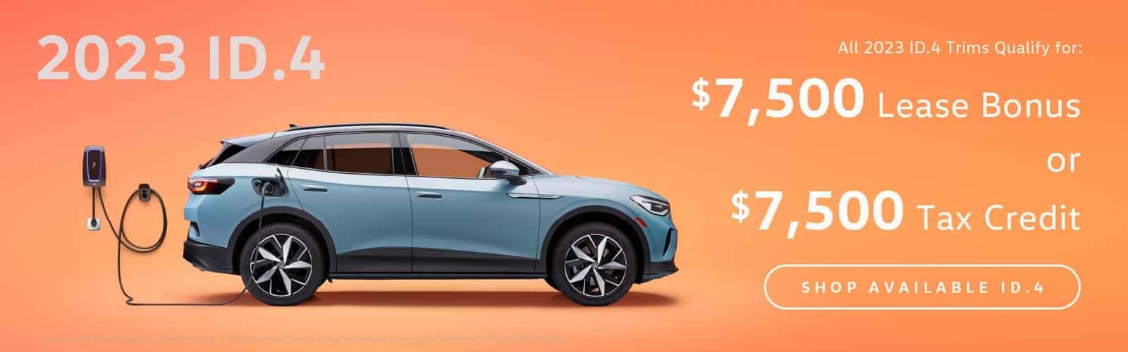 New 2023 Volkswagen ID.4 tax credit and lease bonus at Emich VW in Boulder, Colorado