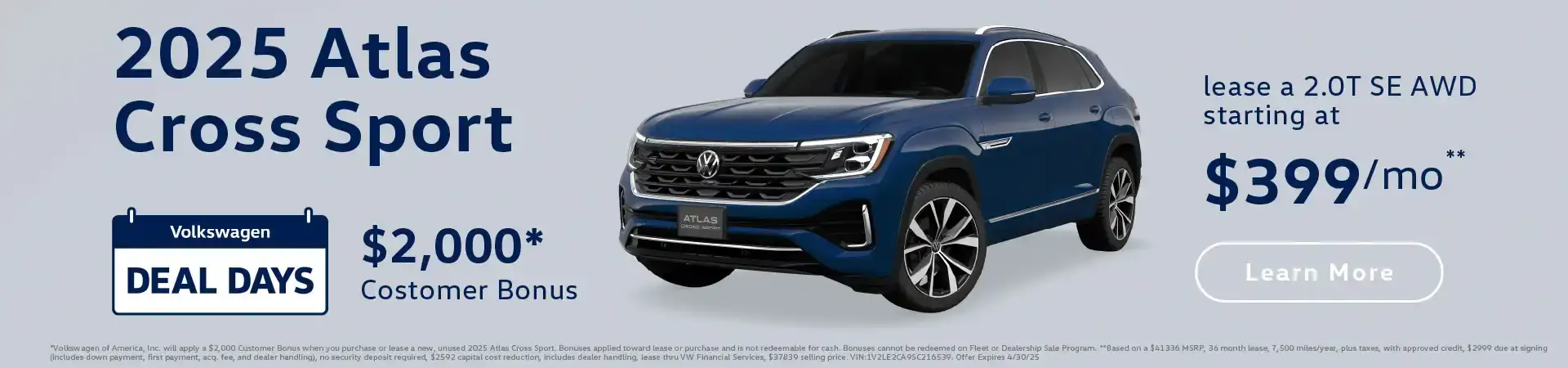 2025 Atlas Cross Sport Deal Days Special at Emich Volkswagen of Boulder