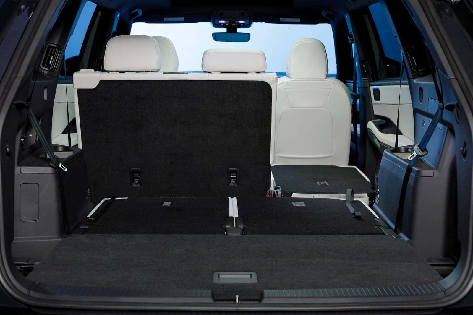 2027 Volkswagen Atlas cargo area with the third row folded down