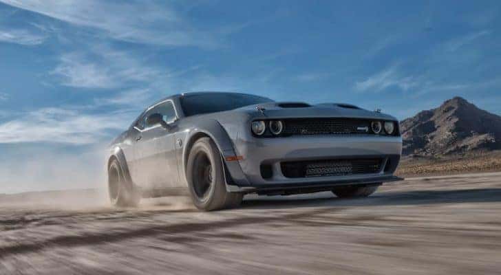 A grey 2022 Dodge Challenger Scat Pack is shown after leaving a Dodge dealer near Charlotte.