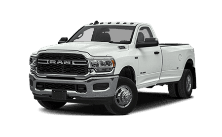 A white Ram 3500 Big Horn