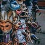 masks on display during mardi gras in B