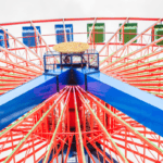 Red, blue, and green ferris wheel at cedar point amusement park