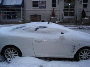 A car covered in snow