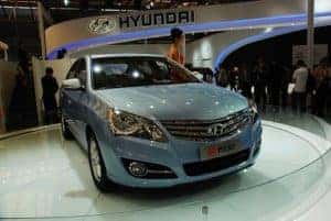 Hyundai Elantra in an indoor showroom