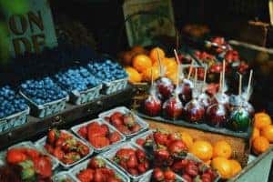 An assortment of fruits at a farmer's market