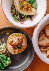 The plates of plant based dishes