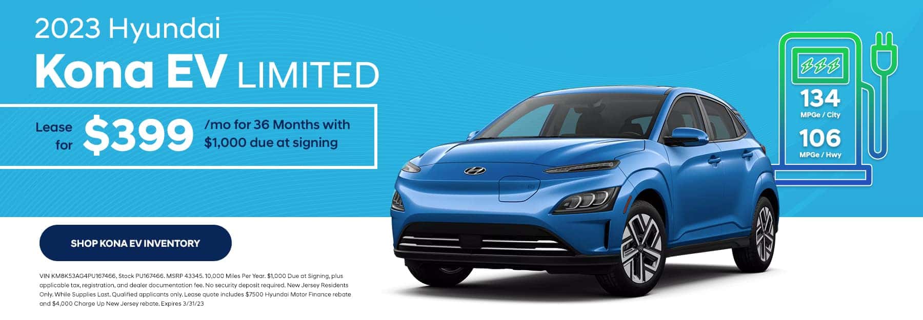2023 Kona EV LIMITED March Lease Special!