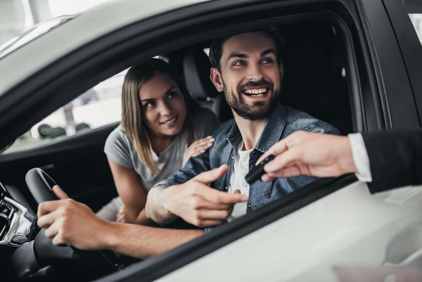 Excited couple at Honda Dealer near Kennebunk ME