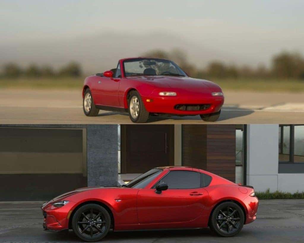 Two red mazda miata mx5