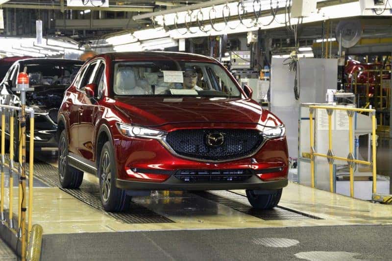 Red Mazda SUV Assembly line factory