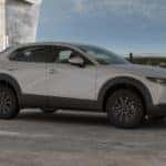 White Mazda CX30 SUV Garage Buildings