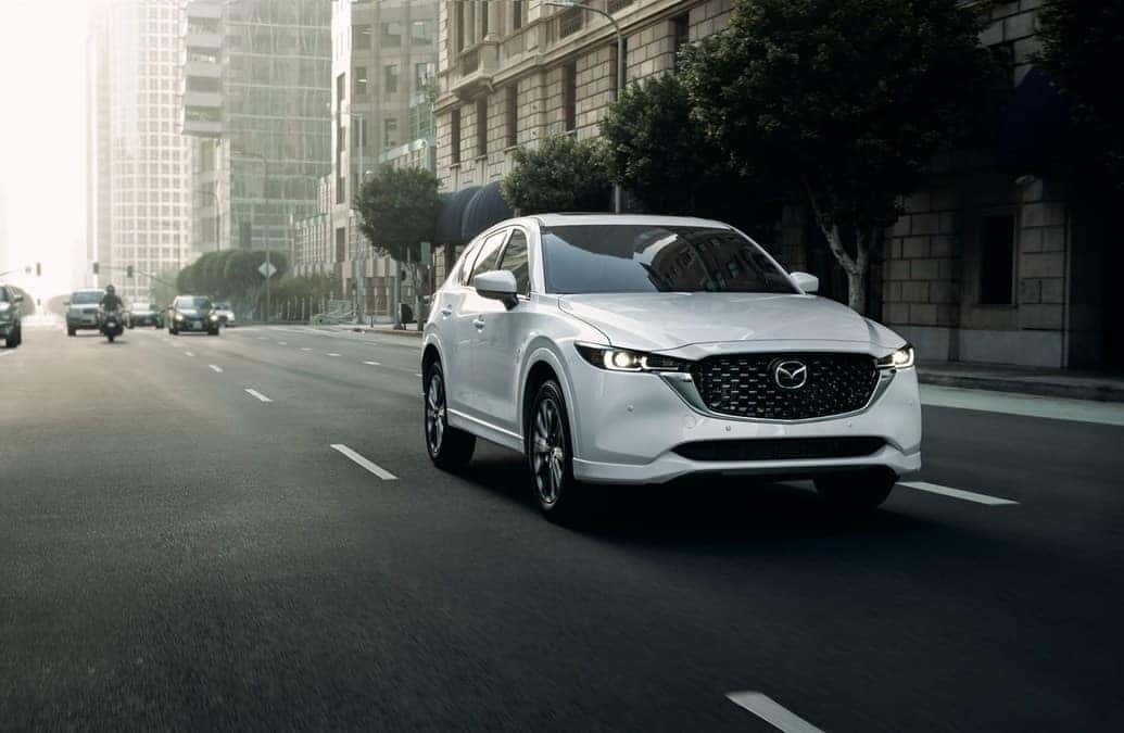 White Mazda CX-5 SUV Road Cars Motorcycles Buildings