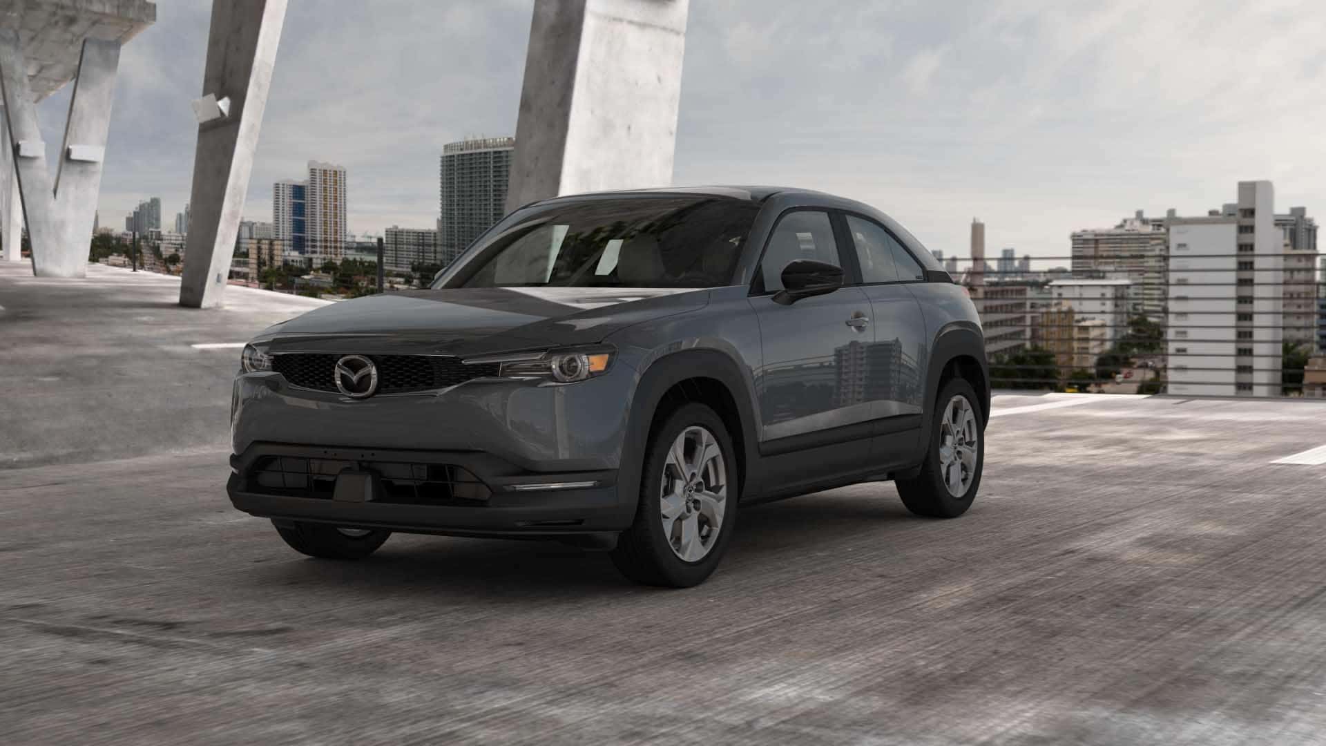 Gray Mazda MX-30 SUV Garage Buildings