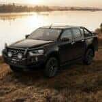 Black Mazda BT50 Pickup Truck Lake Yellow Grass