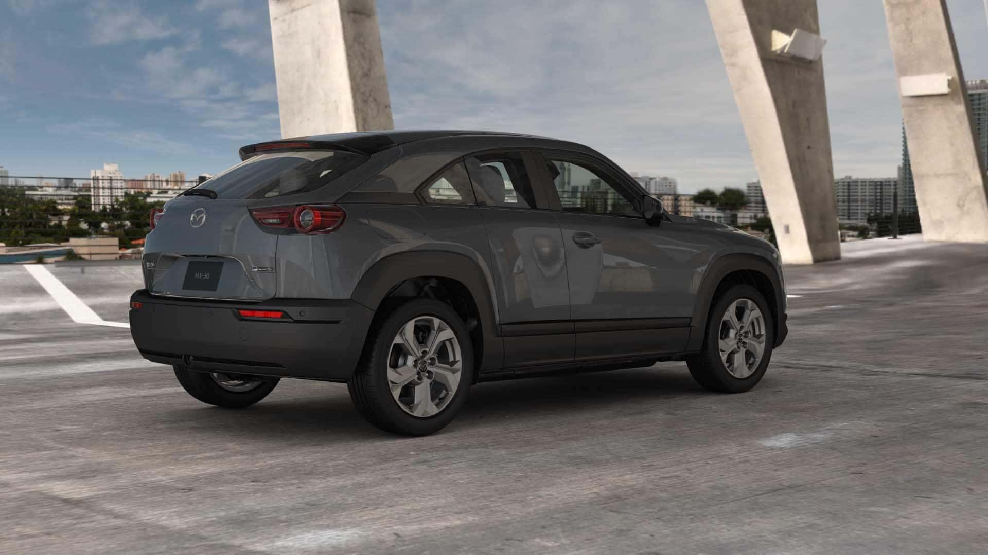 Blue Mazda MX-30 SUV Garage