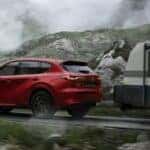 Red Mazda CX-60 SUV Trailer Green Mountains