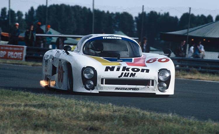 White Mazda 717C Sports Car Race Track