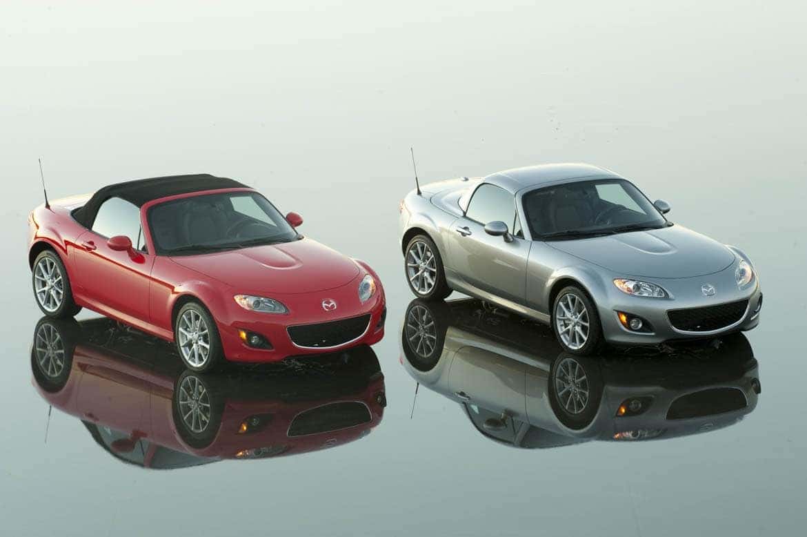 Red Silver MAzda Miata MX-5 Sports Car
