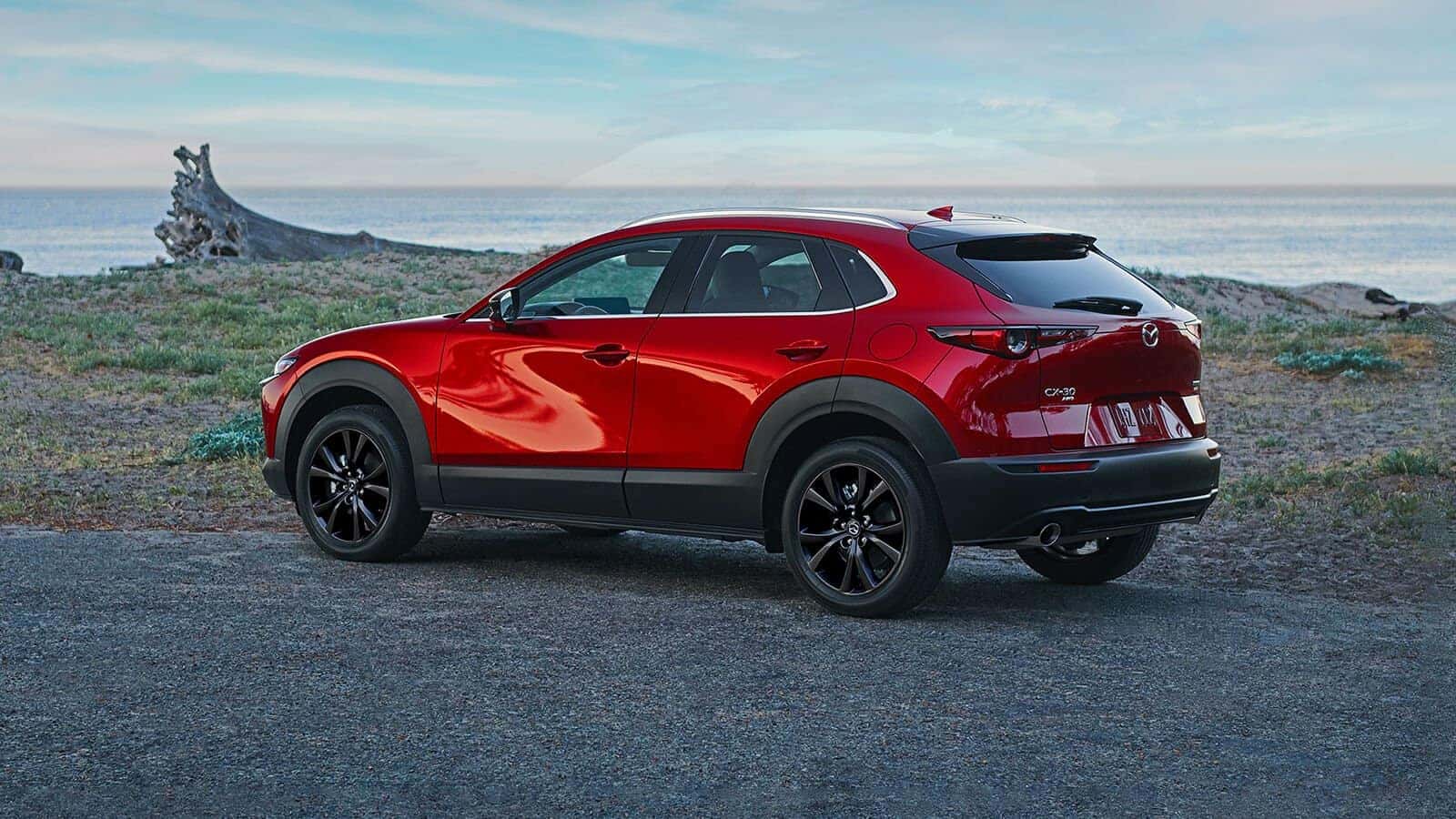 Red Mazda CX30 SUV Rocks Water