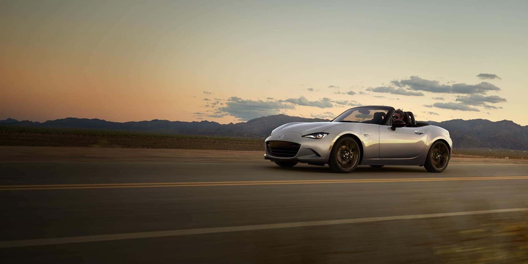 White Mazda Miata Sports CAR Road Sky