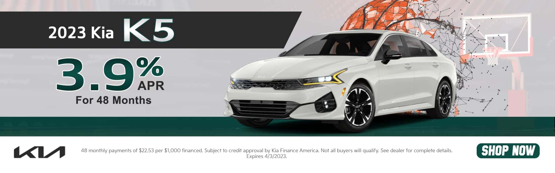 2023 KIA K5 3.9% APR FOR 48 MONTHS