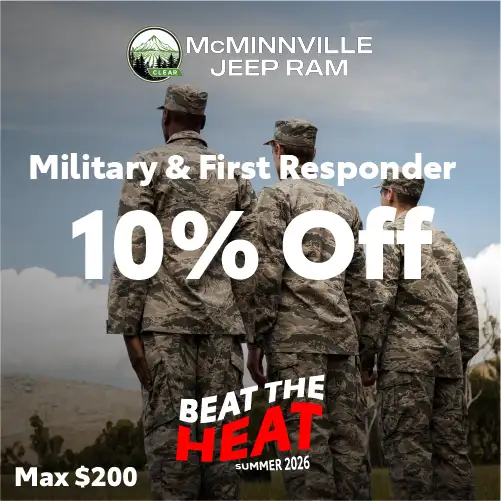 10% off Military & First Responder at McMinnville Jeep Ram