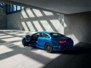 A blue car ready for action