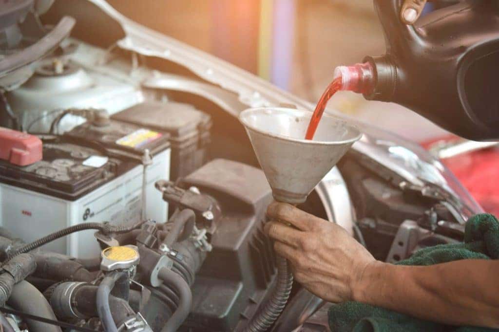 Pouring the transmission fluid