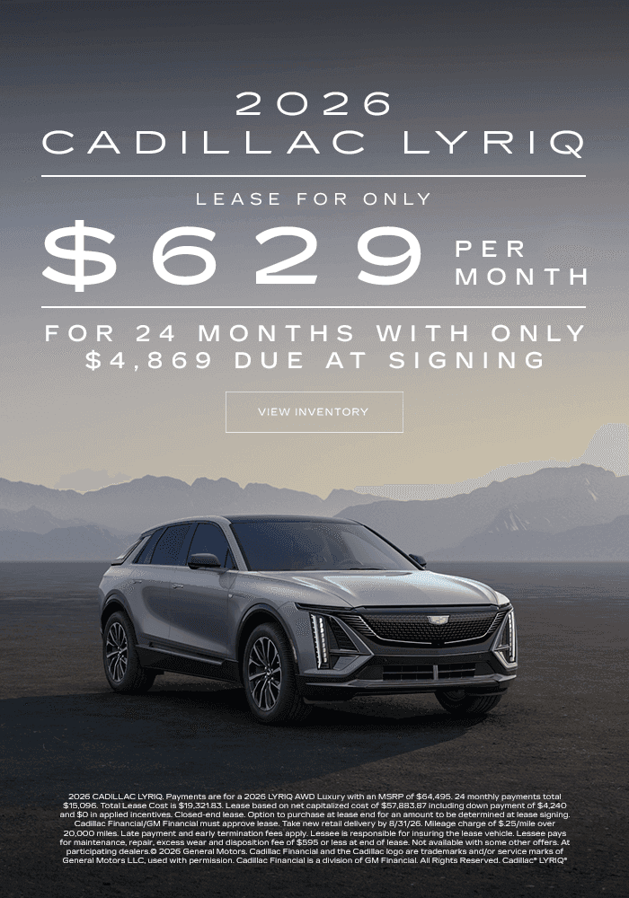 2026 Cadillac Lyriq Lease for $629 per month