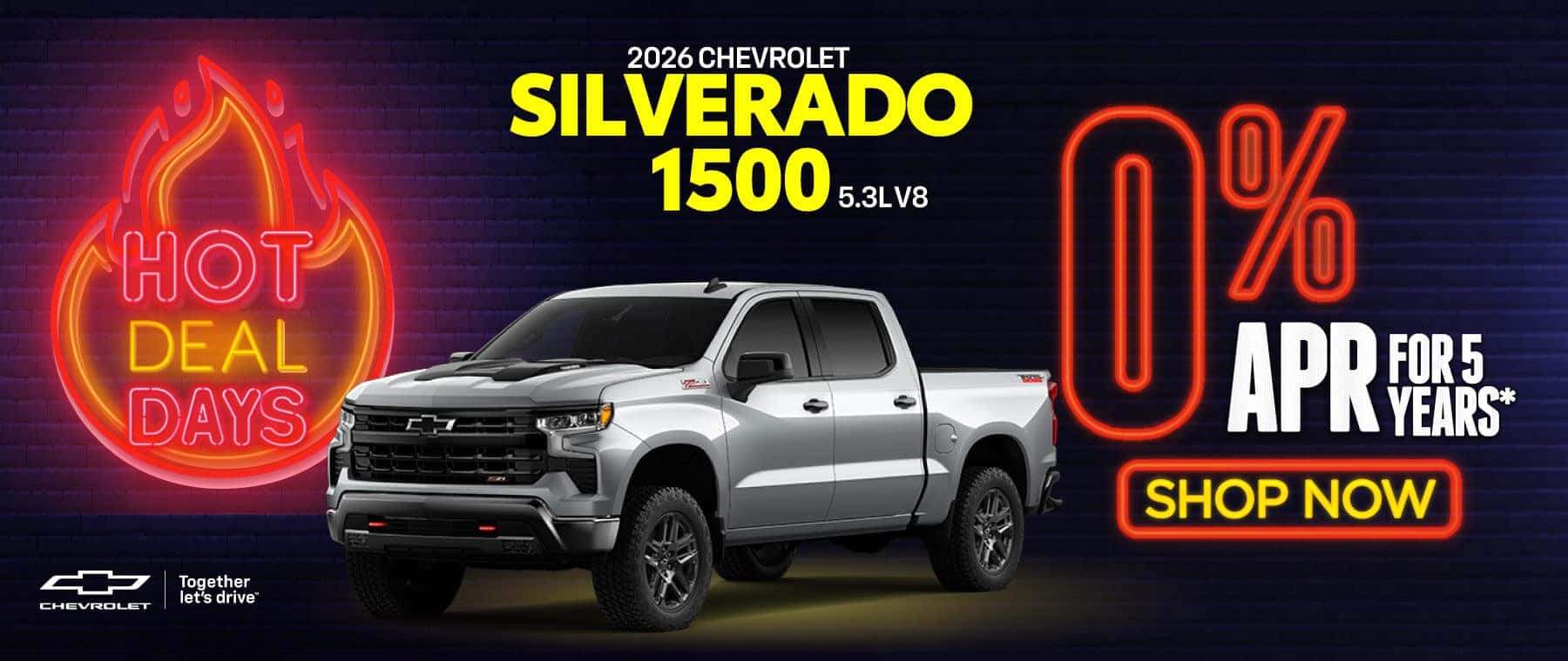 2026 Chevy Silverado 1500 5.3L V8 "0% APR for 5 years* "