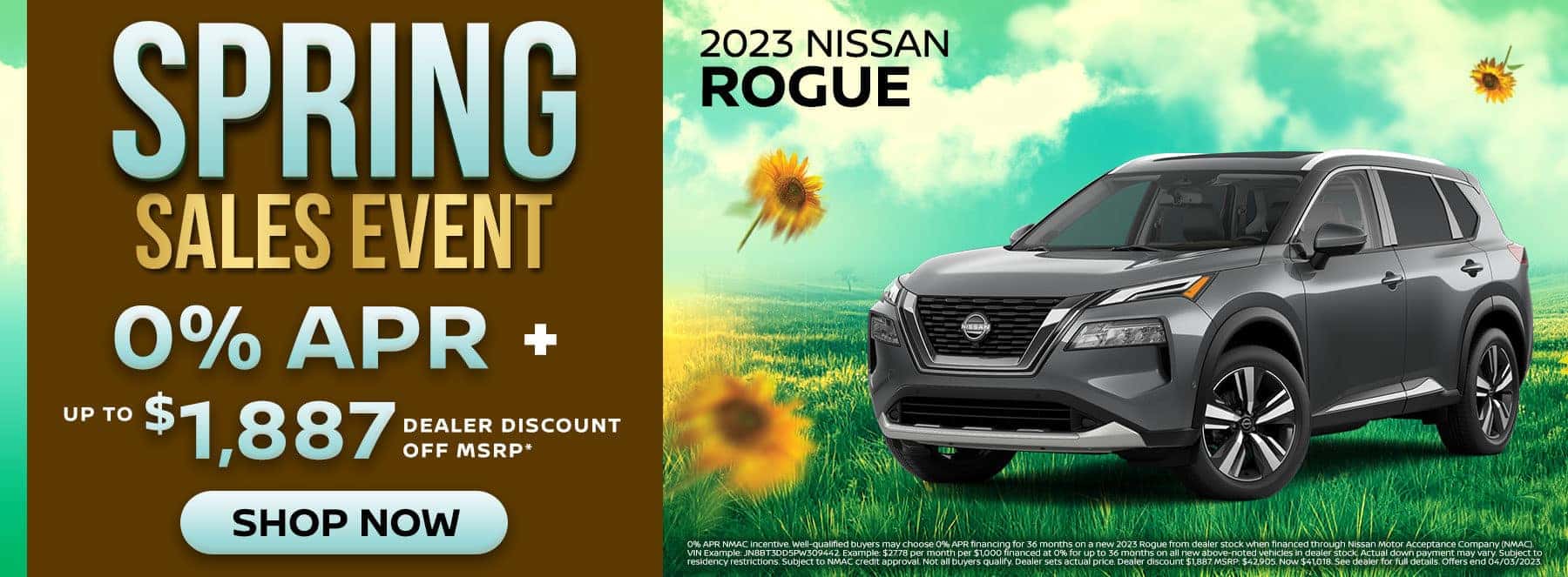 0% APR + up to $1,887 dealer discount on 2023 Nissan Rogue