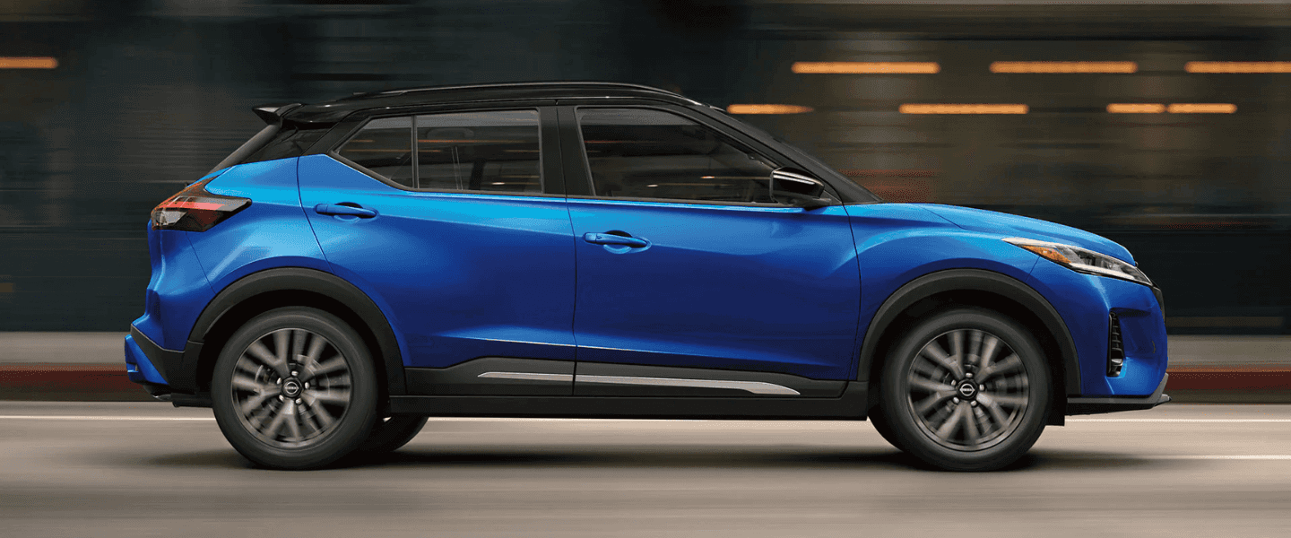 Blue Nissan Kicks side view