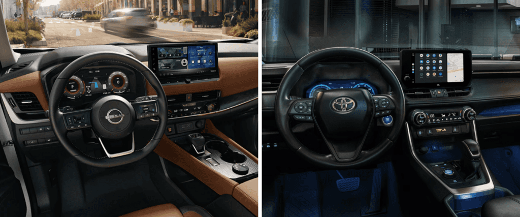 Nissan Rogue interior vs. Toyota RAV4 interior