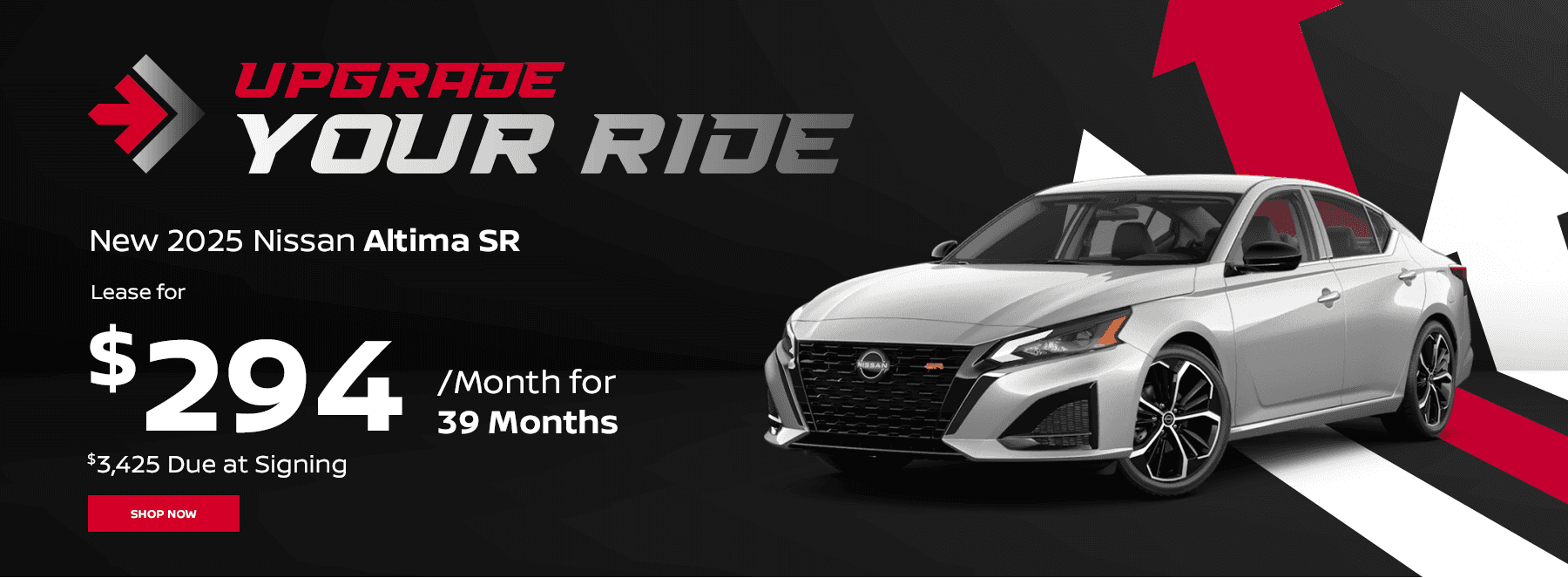 New 2025 Nissan Altima SR Lease for $294 per month for 39 months, $3425 Due at signing